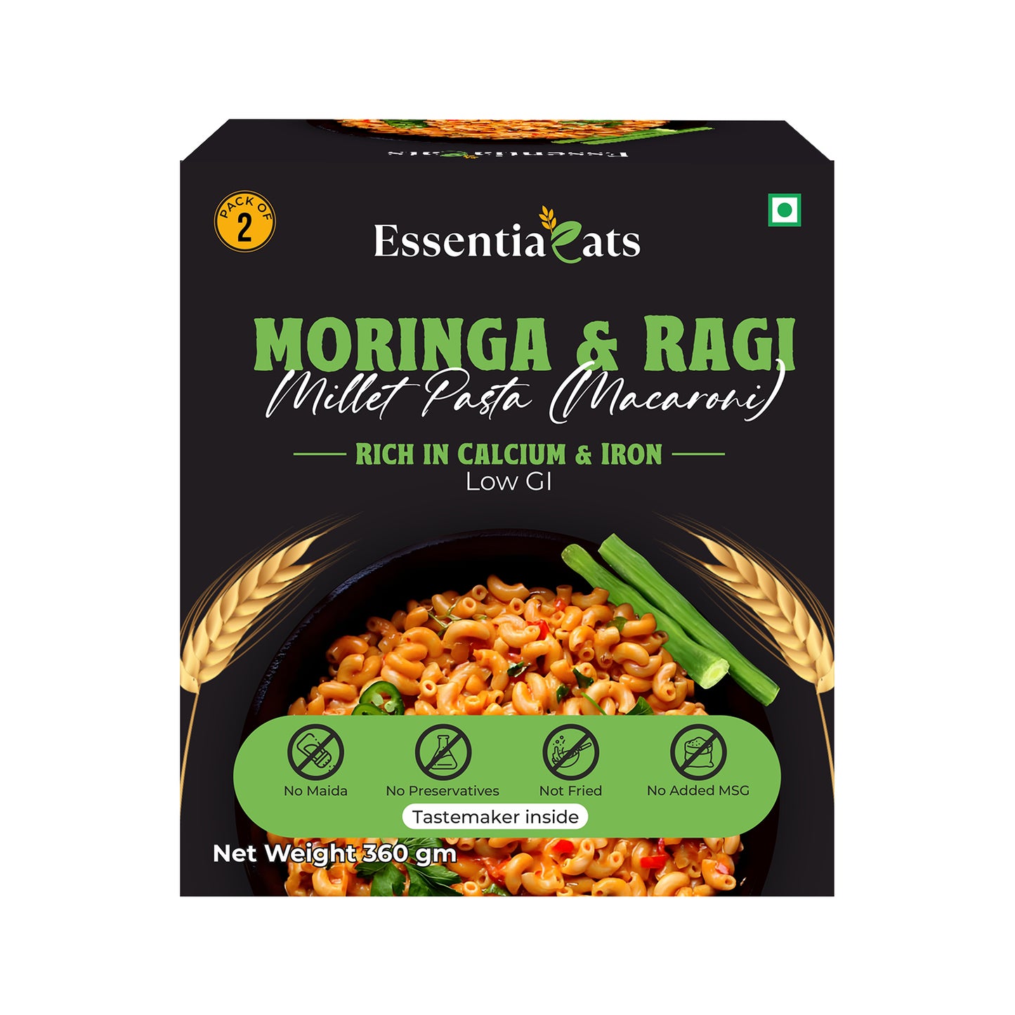 Little Millet Noodles & Moringa and Ragi Millet Pasta (Pack of 4)