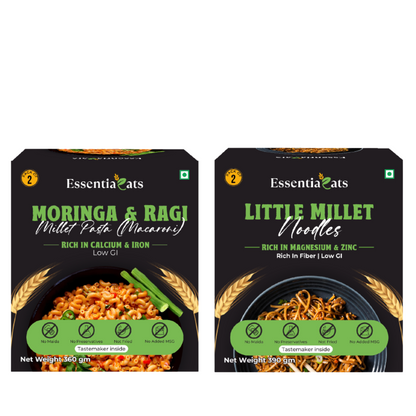 Little Millet Noodles & Moringa and Ragi Millet Pasta (Pack of 4)