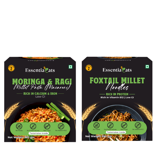 Foxtail Millet Noodles & Moringa and Ragi Millet Pasta (Pack of 4)