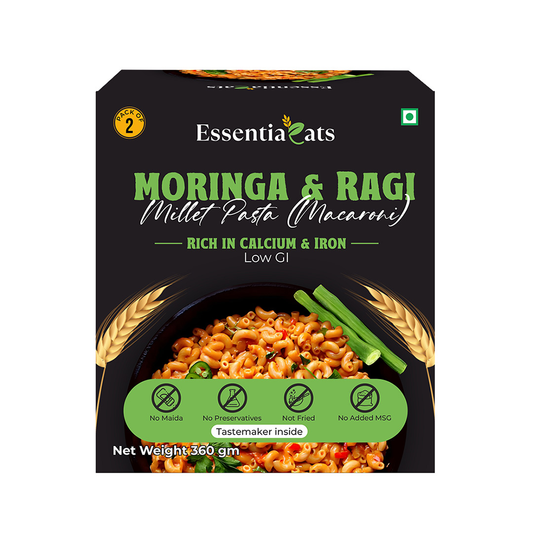 Moringa/Drumstick/ Sahjan & Ragi/Nachni  Millet Pasta (2 Packs) - 360gm